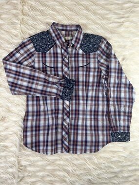 Roper Pearl Snap Shirt Women's L Plaid